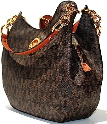 Michael Kors Fulton Chain BROWN MK PRINT Leather medium 